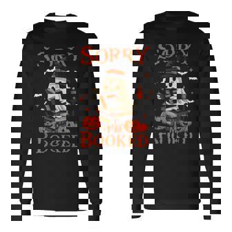 Sorry I'm Booked Ghost Reading Book Lover Teacher Halloween Long Sleeve T-Shirt - Thegiftio