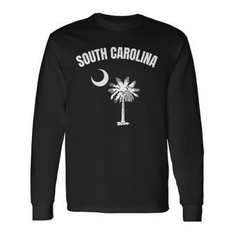 South Carolina Palmetto Moon Sc State Flag Pride Long Sleeve T-Shirt - Monsterry