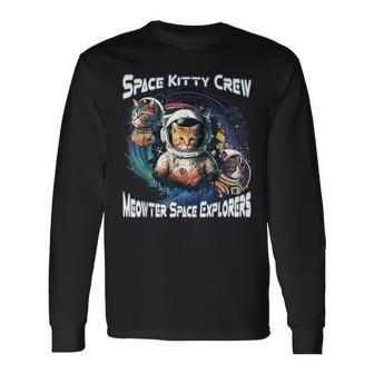 Space Kitty Crew Meowter Space Explorers Cute Cosmic Kitten Long Sleeve T-Shirt - Thegiftio UK