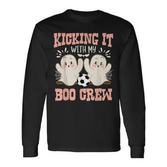 Spooky Halloween Soccer Kicking It With My Boo Crew Long Sleeve T-Shirt - Thegiftio