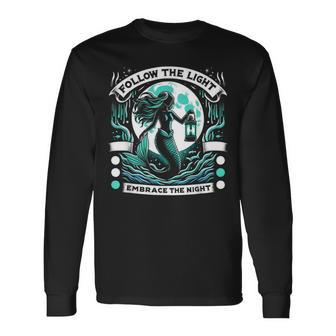 Spooky Sirens Horror Mermaid Creepy Mermaid Haunted Sea Long Sleeve T-Shirt - Thegiftio UK