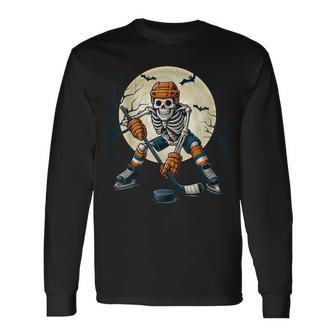 Spooky Skeleton Ice Hockey Halloween Costume Boys Long Sleeve T-Shirt - Thegiftio UK