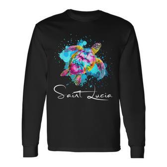 St Lucia Island Souvenir Caribbean Sea St Lucia Long Sleeve T-Shirt - Thegiftio UK