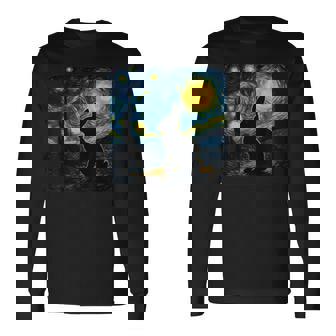 Starry Night Van Gogh Bunny Rabbit Graphic Long Sleeve T-Shirt - Seseable