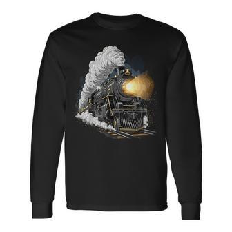 Steam Engine Train Locomotive Long Sleeve T-Shirt - Thegiftio UK