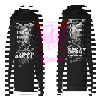 Strike Out Home Plate Baseball Ice Cream Drip Breast Cancer Long Sleeve T-Shirt - Monsterry