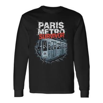 Superviviente Del Metro De Parísupervivienteuperpoblado Humor Tren Francia Camiseta de manga larga - Regaloses