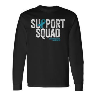 Support Squad Distressed Family Ovarian Cancer Awareness Long Sleeve T-Shirt | Seseable UK