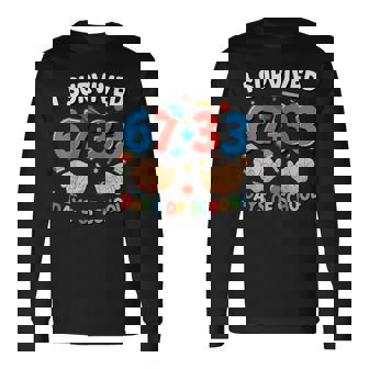 I Survived 100 Days Of School 67 33 Six Seven Hands Meme Long Sleeve T-Shirt - Monsterry