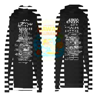 I Survived The Great Hawaii Tsunami Of 2025 Cool Costume Long Sleeve T-Shirt | Seseable UK