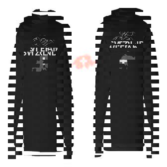 Switzerland Flag Hiking Holiday Switzerland Swiss Flag Long Sleeve T-Shirt | Mazezy