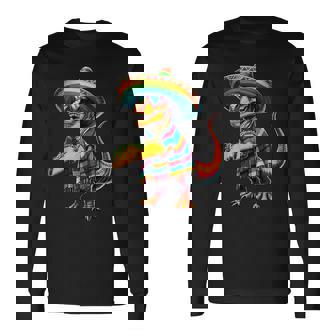 T-Rex Dinosaur Taco Lover Cinco De Mayo Sombrero Poncho Long Sleeve T-Shirt - Thegiftio