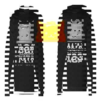 Tacocatpelled Backwards Is Tacocat ファニータコスキャットギフト 長袖Tシャツ - Kawaiitshirt
