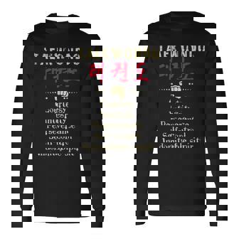 Taekwondo 5 Principios Artes Marciales WtItf Camiseta de manga larga - Regaloses