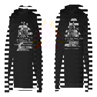 Taj Mahal Geometric Shapes India Sightseeing Long Sleeve T-Shirt | Mazezy