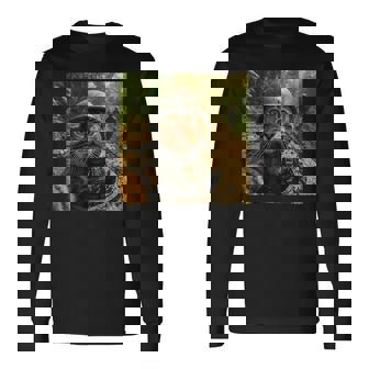 Tank Catelfie Avec Un Chat Patriotique Drôle Et Militaire T-shirt à manches longues - Cadeauxyz