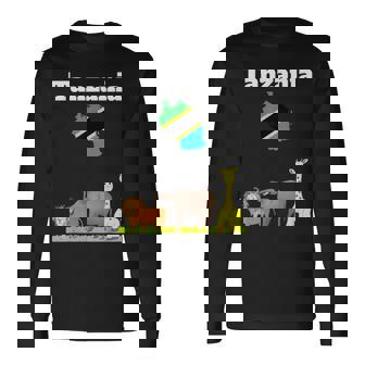 Tanzania Bandieraiaggioouvenirafari Amante Tanzania Mappa Maglietta a maniche lunghe - Novitaregali