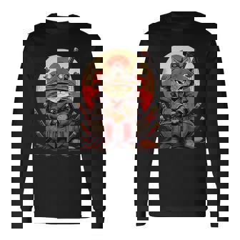 Tatouage Deamouraï De Chat Japonais Rétro Graphique Ninja Kawaii T-shirt à manches longues - Cadeauxyz