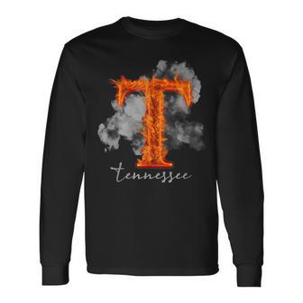 Tennessee Tn Orange Print Tennessee Lovers Outfits Long Sleeve T-Shirt - Thegiftio UK