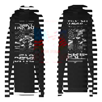 Thank You For Your Service Us Flag Patriotic Veterans Day Long Sleeve T-Shirt | Mazezy