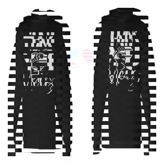 Thank You Veterans Patriotic American Flag Veterans Day 2024 Long Sleeve T-Shirt - Thegiftio