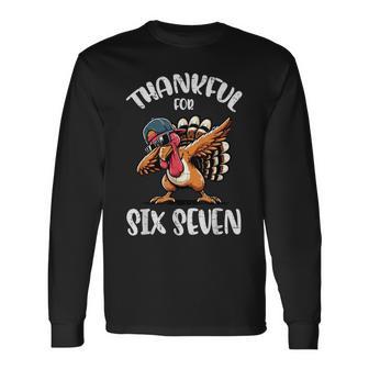 Thankful For Six Seven 6 7 Meme 67 Thanksgiving Turkey Boys Long Sleeve T-Shirt - Thegiftio UK