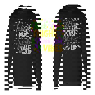 Thick Thighs Mardi Gras Vibes Fleur De Lis Mardi Gras Vibes Long Sleeve T-Shirt - Thegiftio