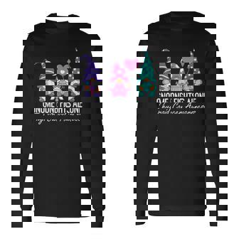 Thyroid Cancer Awareness Ribbon Gnomes Support Squad Family Long Sleeve T-Shirt - Thegiftio