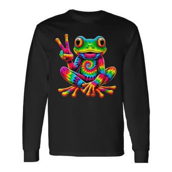 Tie-Dye Frog Peace Sign Hippie Long Sleeve T-Shirt - Thegiftio UK