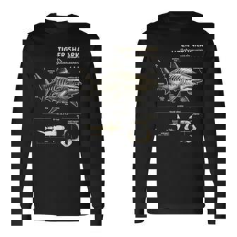 Tiger Shark Lover Ocean Exploring Tiger Shark Anatomy Long Sleeve T-Shirt - Monsterry