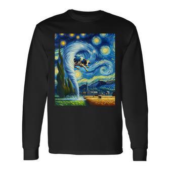 Tornado Storm Chasing Van Gogh Starry Night Style Long Sleeve T-Shirt - Thegiftio UK