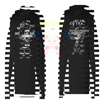 Traje De Pareja Nikolaus Xmasanta Merry Fitmas Gym Fitness Camiseta de manga larga - Regaloses