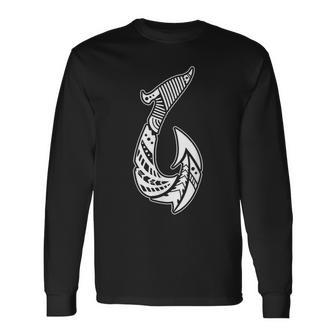 Tribal Hawaiian Fish Hook Pacific Islander Fishing Hawaii Long Sleeve T-Shirt - Thegiftio UK