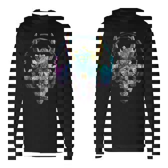 Triceratops Dinosaur Graphic Headphone Triceratops Long Sleeve T-Shirt | Mazezy