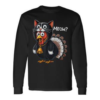 Turkey Meow Thanksgiving Long Sleeve T-Shirt - Thegiftio UK