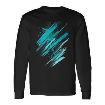 Turquoise And Black Running Graphic Long Sleeve T-Shirt - Thegiftio UK