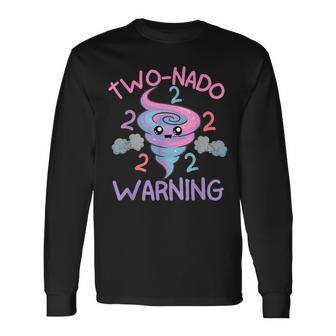 Two Nado Warning 2Nd Birthday Tornado Party Long Sleeve T-Shirt - Thegiftio UK