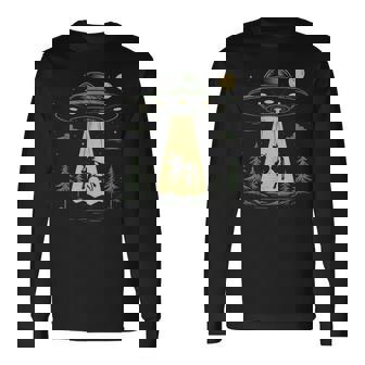 Ufo 牛誘拐デザイン 長袖Tシャツ - Kawaiitshirt