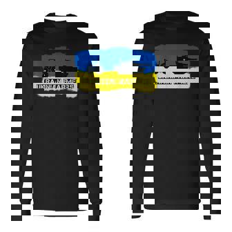 Ukrainische Bauernhof Ukraine Flagge Traktor Mit Panzer Langarmshirts - Seseable