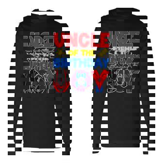 Uncle Of The Birthday Boy Matching Spider Family Birthday Long Sleeve T-Shirt - Monsterry