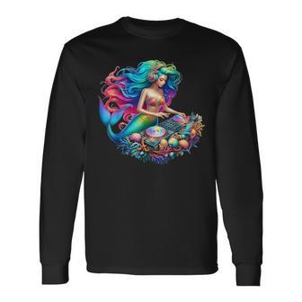 Underwater Mermaid Dj Edm Music Lover Long Sleeve T-Shirt - Thegiftio UK