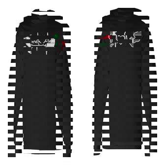 Ungherese Bandiera Italiana Italia Ungheria Heartbeat Maglietta a maniche lunghe - Novitaregali