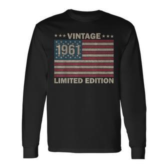Us Flag 65 Birthday American Usa 65Yr 1961 65Th Birthday Long Sleeve T-Shirt - Thegiftio UK