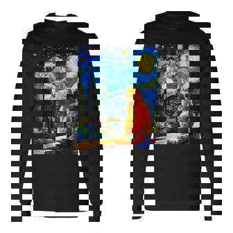 Van Gogh Starry Night CatCat Mom Cat Dad Long Sleeve T-Shirt | Seseable FR