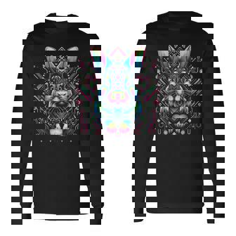 Vaporwave Bunny Rabbit Cyberpunk Art 80s 90s Retro Style Long Sleeve T-Shirt | Mazezy