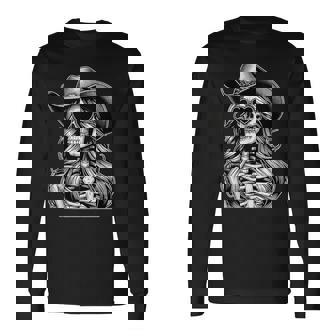 Vaquera Esqueleto Gótico Con Gafas Deol Corazones Calavera In Mangas Camiseta de manga larga - Regaloses