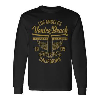 Venice Beach California Retro Vintage Surf Distressed Long Sleeve T-Shirt | Seseable UK