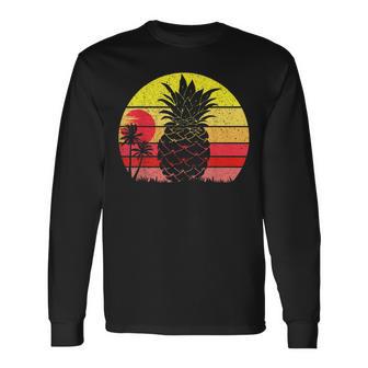 Verano Piña Puesta Deol Con Palmeras Playaintage Camiseta de manga larga - Regaloses