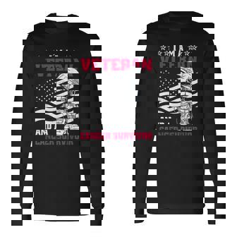 Veteran And Cancer Survivor Long Sleeve T-Shirt - Thegiftio