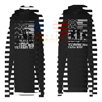 Veterans No Kings Vintage America Flag Veterans Long Sleeve T-Shirt | Mazezy